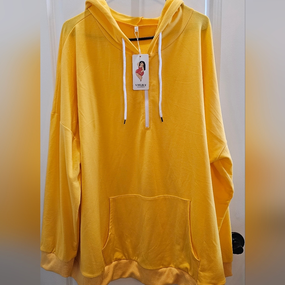 NWT Yellow Pull Over Lightweight Hoodie